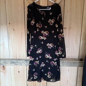 Angie Black Dress with Purple Floral Design